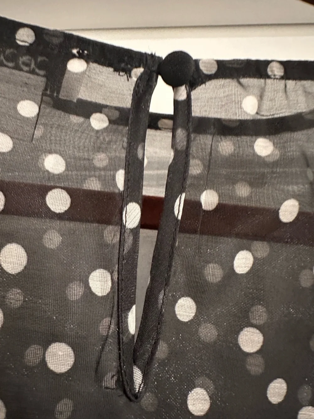 CeCe Black and White Polka Dot Puff Sleeve Blouse - Picture 6 of 6